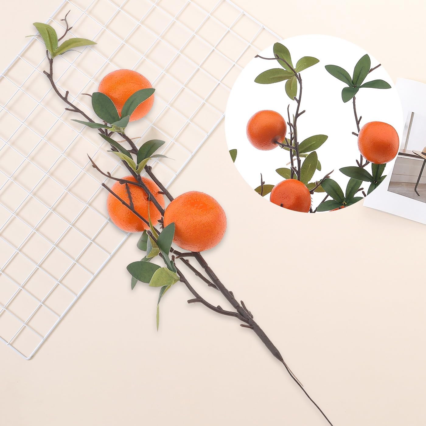 37.4 Inch Artificial Lemon Fruit Branches Fake Greenery Decoration for Home Garden Patio Flower Arrangement Photography Props 3pcs