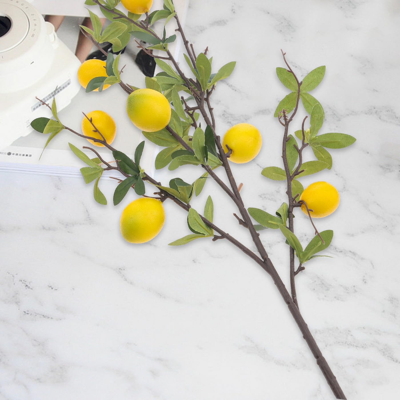 37.4 Inch Artificial Lemon Fruit Branches Fake Greenery Decoration for Home Garden Patio Flower Arrangement Photography Props 3pcs