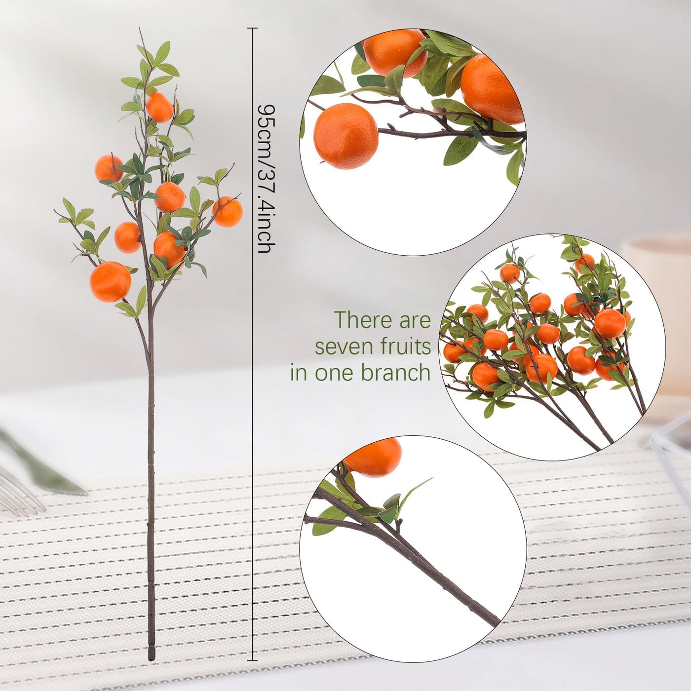 37.4 Inch Artificial Lemon Fruit Branches Fake Greenery Decoration for Home Garden Patio Flower Arrangement Photography Props 3pcs