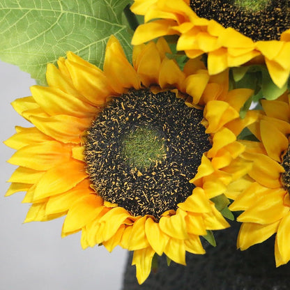 Artificial Sunflowers with Stems,10pcs Faux Silk Yellow Flower for Wedding Bouquet Floral Arrangement Table Centerpieces Home Office Garden Decoration (No Vase