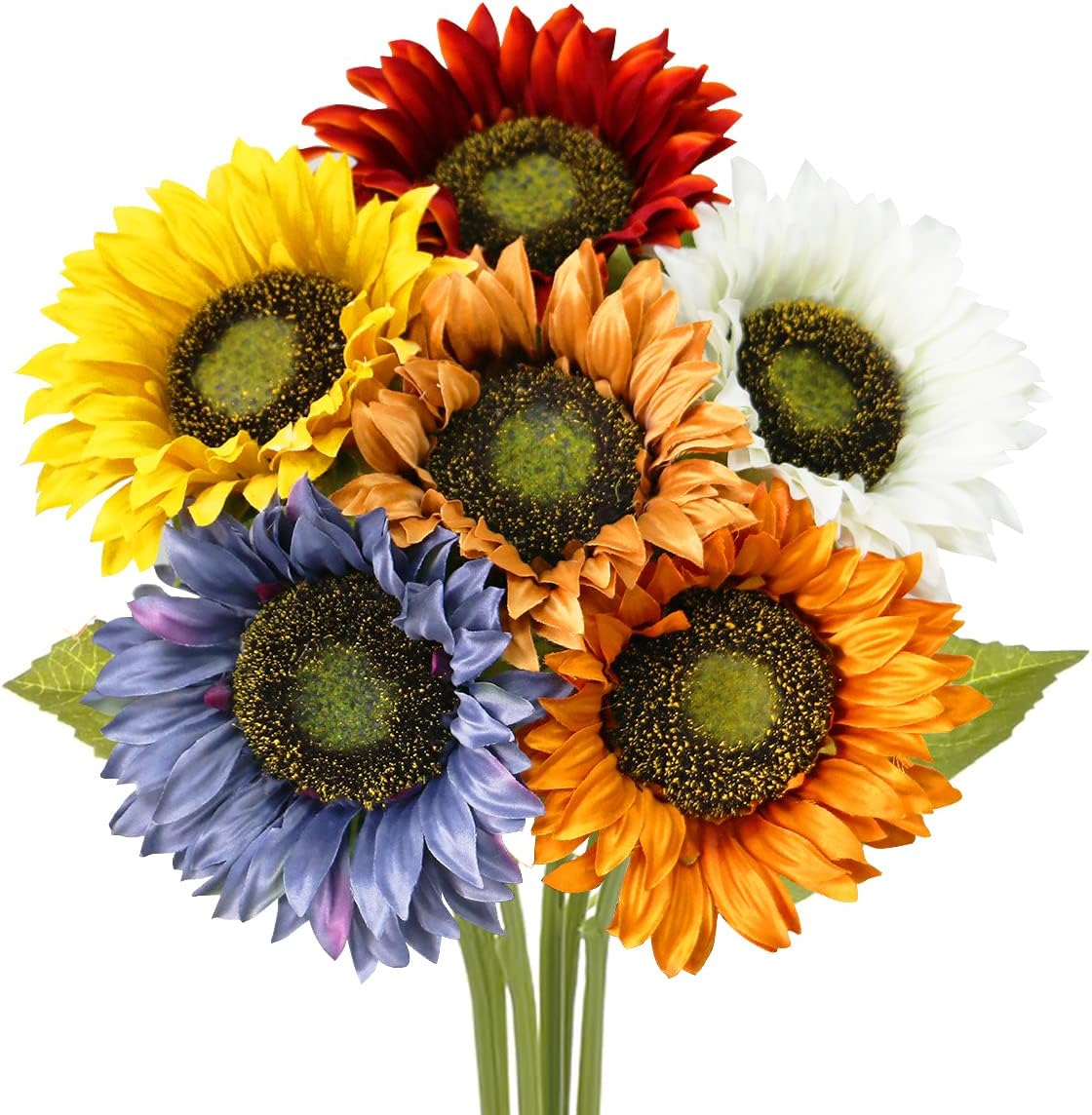 Artificial Sunflowers with Stems,10pcs Faux Silk Yellow Flower for Wedding Bouquet Floral Arrangement Table Centerpieces Home Office Garden Decoration (No Vase