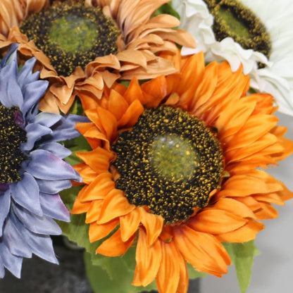 Artificial Sunflowers with Stems,10pcs Faux Silk Yellow Flower for Wedding Bouquet Floral Arrangement Table Centerpieces Home Office Garden Decoration (No Vase