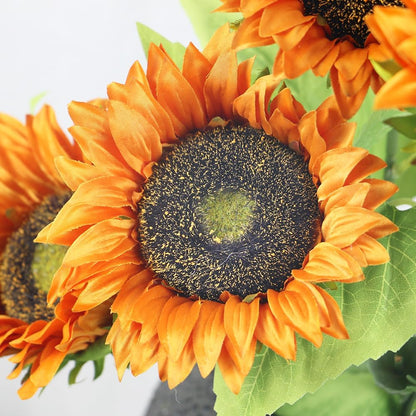 Artificial Sunflowers with Stems,10pcs Faux Silk Yellow Flower for Wedding Bouquet Floral Arrangement Table Centerpieces Home Office Garden Decoration (No Vase
