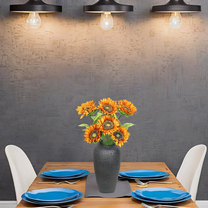 Artificial Sunflowers with Stems,10pcs Faux Silk Yellow Flower for Wedding Bouquet Floral Arrangement Table Centerpieces Home Office Garden Decoration (No Vase