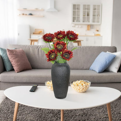 Artificial Sunflowers with Stems,10pcs Faux Silk Yellow Flower for Wedding Bouquet Floral Arrangement Table Centerpieces Home Office Garden Decoration (No Vase