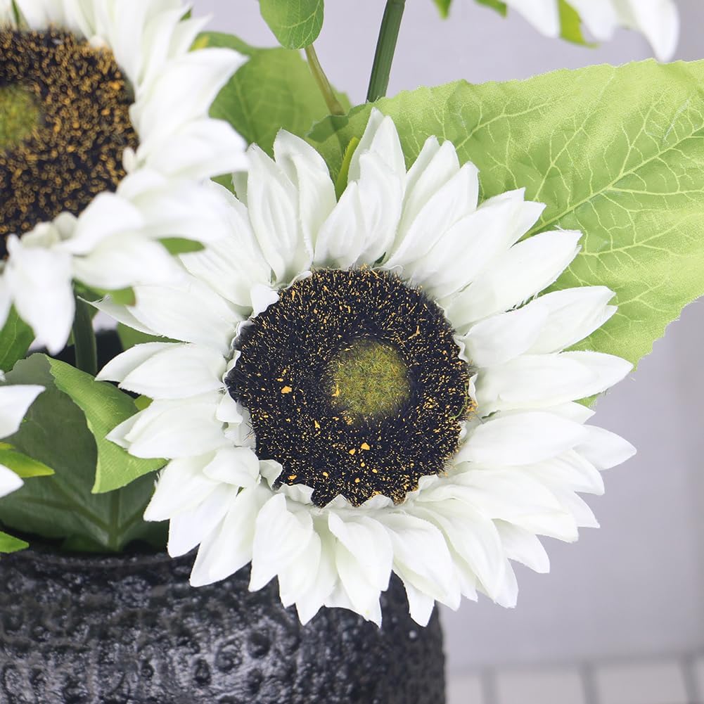 Artificial Sunflowers with Stems,10pcs Faux Silk Yellow Flower for Wedding Bouquet Floral Arrangement Table Centerpieces Home Office Garden Decoration (No Vase