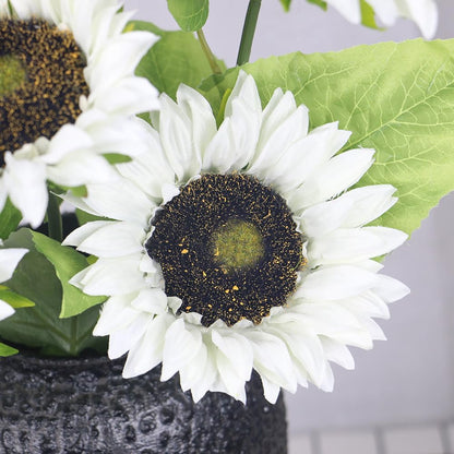 Artificial Sunflowers with Stems,10pcs Faux Silk Yellow Flower for Wedding Bouquet Floral Arrangement Table Centerpieces Home Office Garden Decoration (No Vase