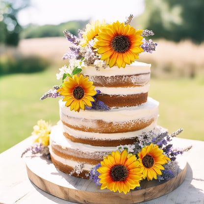 Artificial Sunflowers with Stems,10pcs Faux Silk Yellow Flower for Wedding Bouquet Floral Arrangement Table Centerpieces Home Office Garden Decoration (No Vase