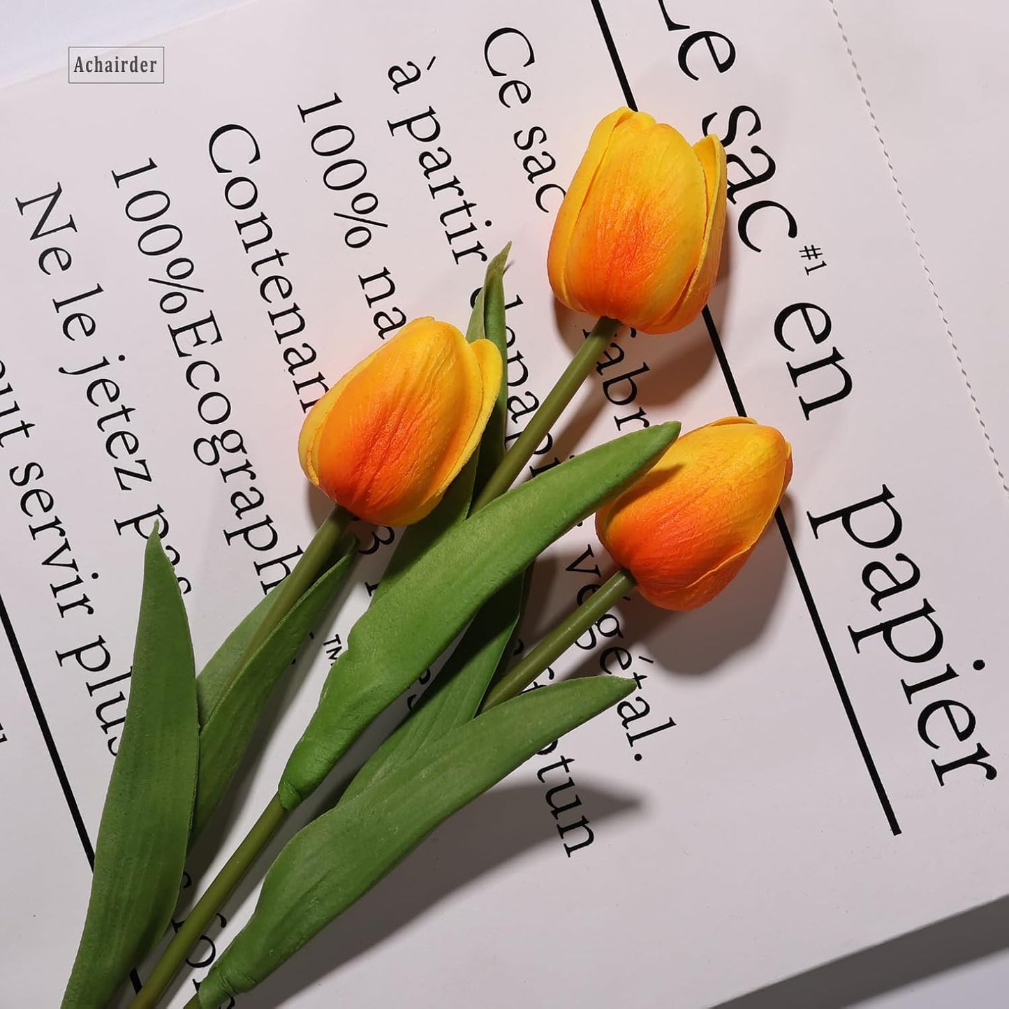 30pcs Tulips Artificial Flowers, Artificial Latex Real Touch Tulips Flowers Bouquet for Mother's Day Easter Wedding Party Home Decor-White