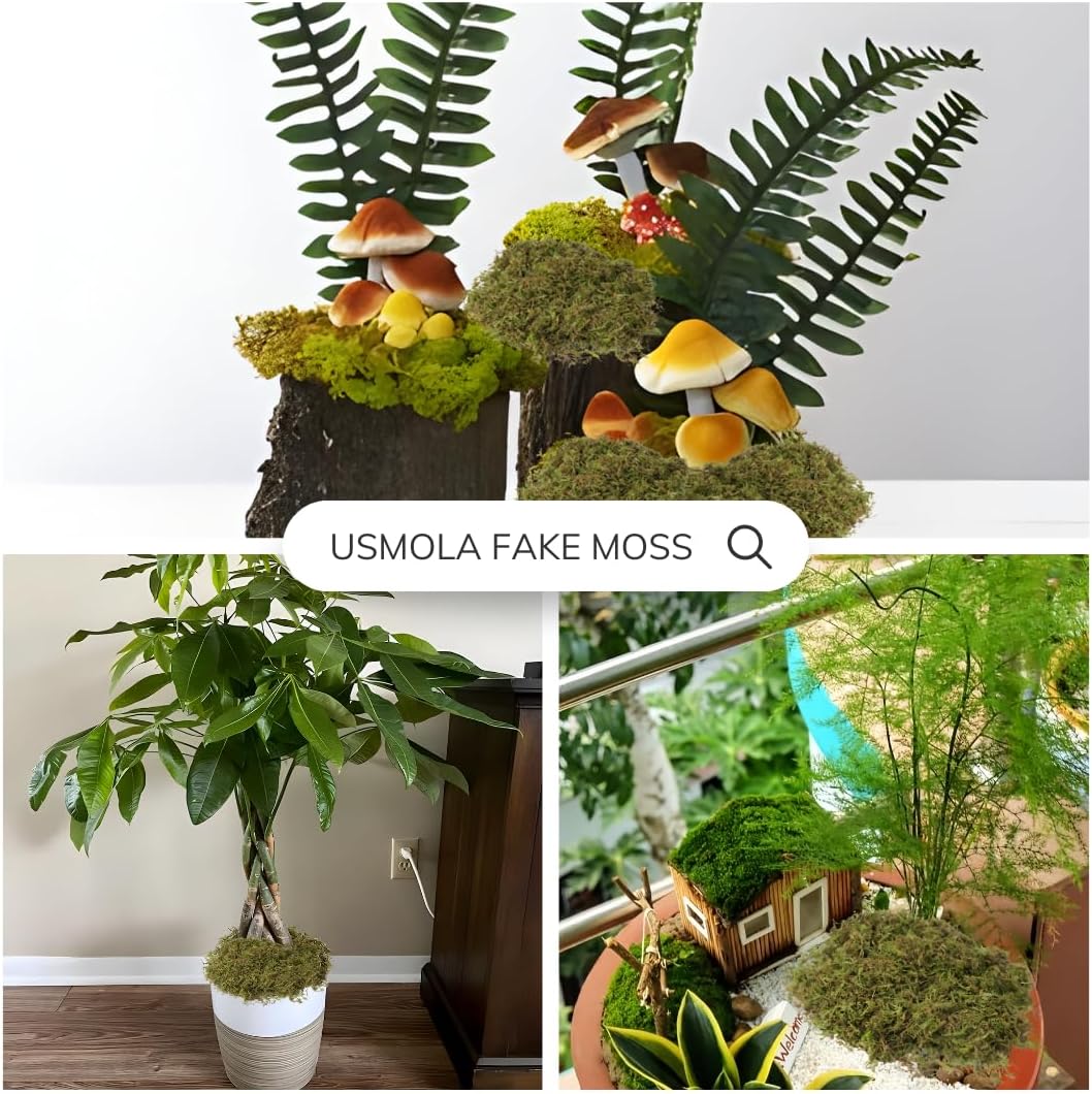 Fake Moss for Potted Plants Indoor, 2LBS Large Capacity Artificial Green Moss for DIY Crafts, Faux Moss for Table Centerpieces Fairy Garden Terrariums Decor (32OZ)