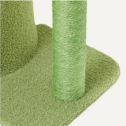 Cactus Cat Tree for Indoor Cats & Kittens, Scratching Post with Curved Perch, Cozy Cat Condo, Natural Sisal, Interactive Dangling Ball, 30.7" (77.9cm) H, Green