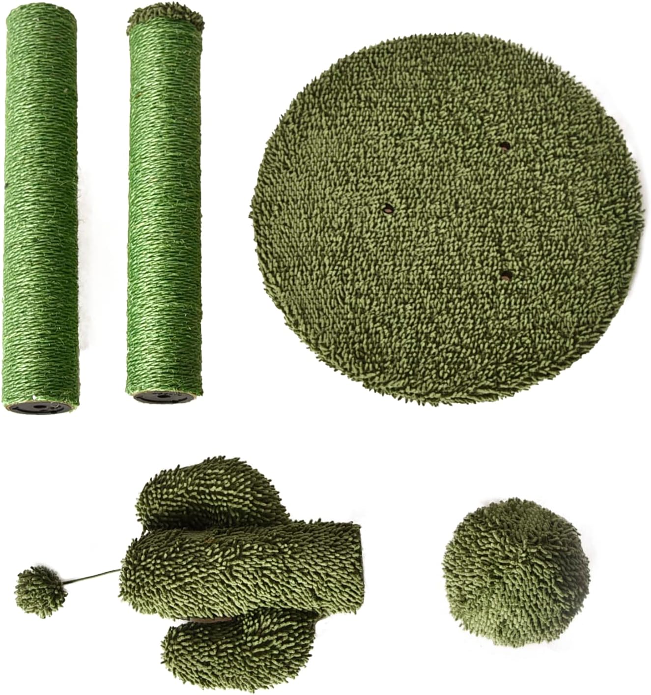 Cactus Cat Tree for Indoor Cats & Kittens, Scratching Post with Curved Perch, Cozy Cat Condo, Natural Sisal, Interactive Dangling Ball, 30.7" (77.9cm) H, Green