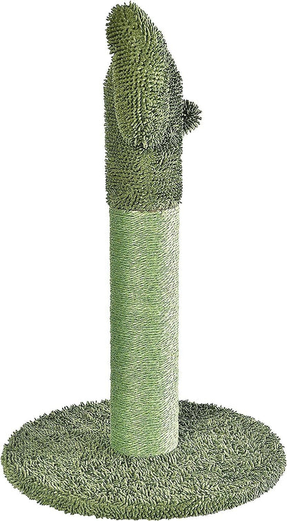Cactus Cat Tree for Indoor Cats & Kittens, Scratching Post with Curved Perch, Cozy Cat Condo, Natural Sisal, Interactive Dangling Ball, 30.7" (77.9cm) H, Green