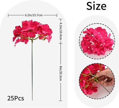 10pcs Hydrangea Artificial Flowers Bulk Heads with Stems Fade-Resistant Reusable for DIY Flower Walls Wreaths Wedding Centerpieces Home Garden Table Party Decoration