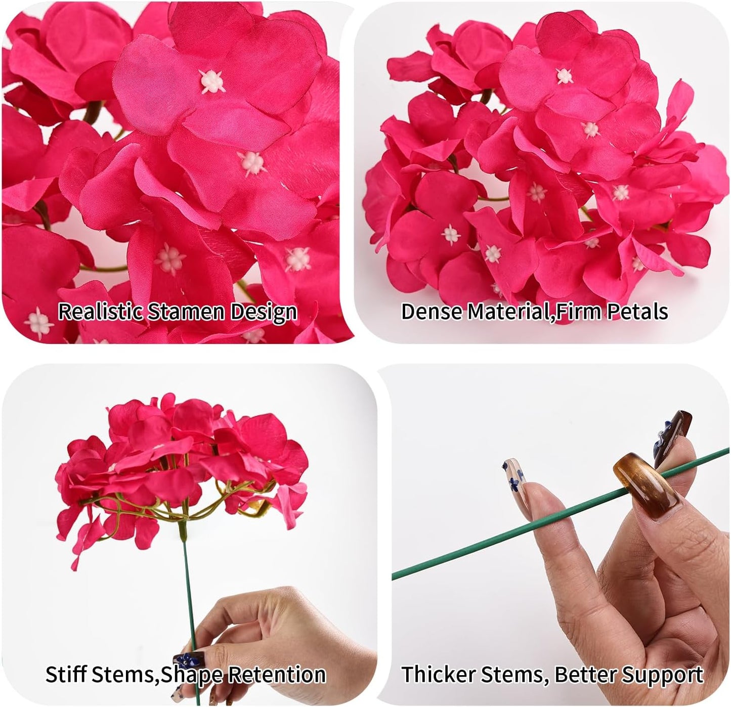 10pcs Hydrangea Artificial Flowers Bulk Heads with Stems Fade-Resistant Reusable for DIY Flower Walls Wreaths Wedding Centerpieces Home Garden Table Party Decoration