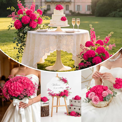 10pcs Hydrangea Artificial Flowers Bulk Heads with Stems Fade-Resistant Reusable for DIY Flower Walls Wreaths Wedding Centerpieces Home Garden Table Party Decoration
