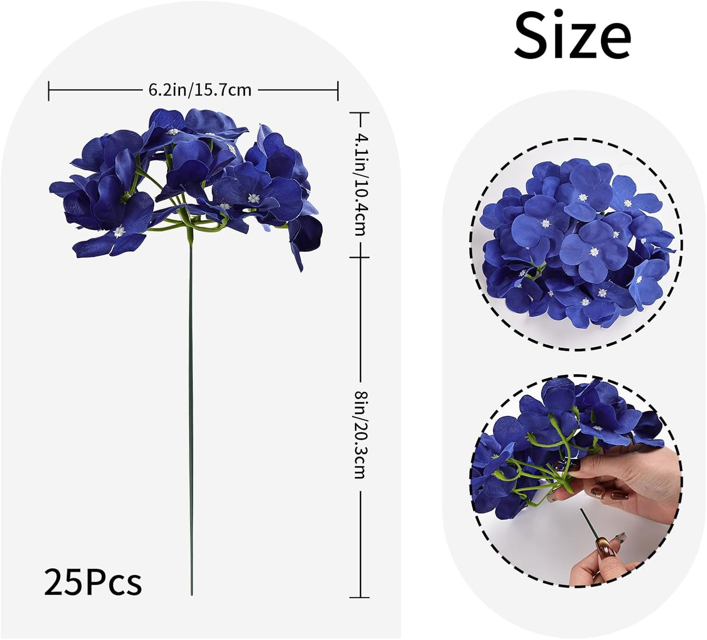 10pcs Hydrangea Artificial Flowers Bulk Heads with Stems Fade-Resistant Reusable for DIY Flower Walls Wreaths Wedding Centerpieces Home Garden Table Party Decoration