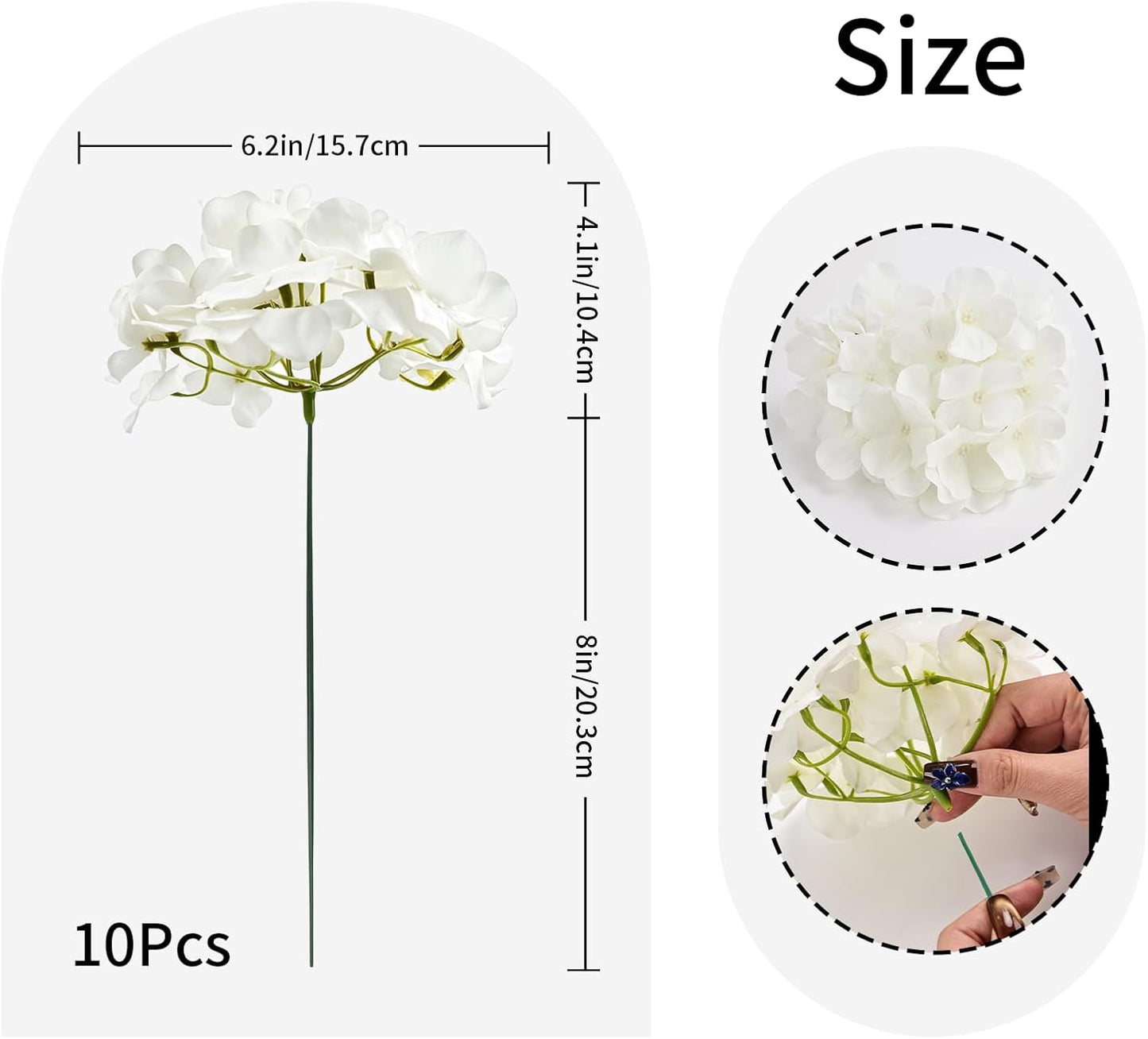 10pcs Hydrangea Artificial Flowers Bulk Heads with Stems Fade-Resistant Reusable for DIY Flower Walls Wreaths Wedding Centerpieces Home Garden Table Party Decoration
