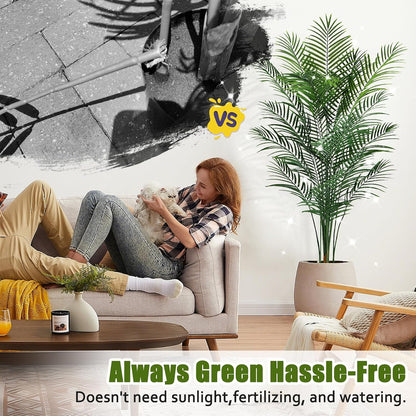 Artificial Palm Tree Outdoor 5ft, Large Fake Tropical Areca Palm Tree with 13 Trunks, Tall Faux Floor Plants for Indoor Outdoor-Living Rooms, Offices, Bedroom Home Decor