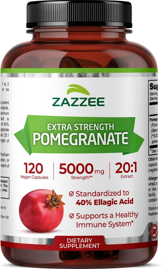 Zazzee Extra Strength Pomegranate 20:1 Extract, 120 Vegan Capsules
