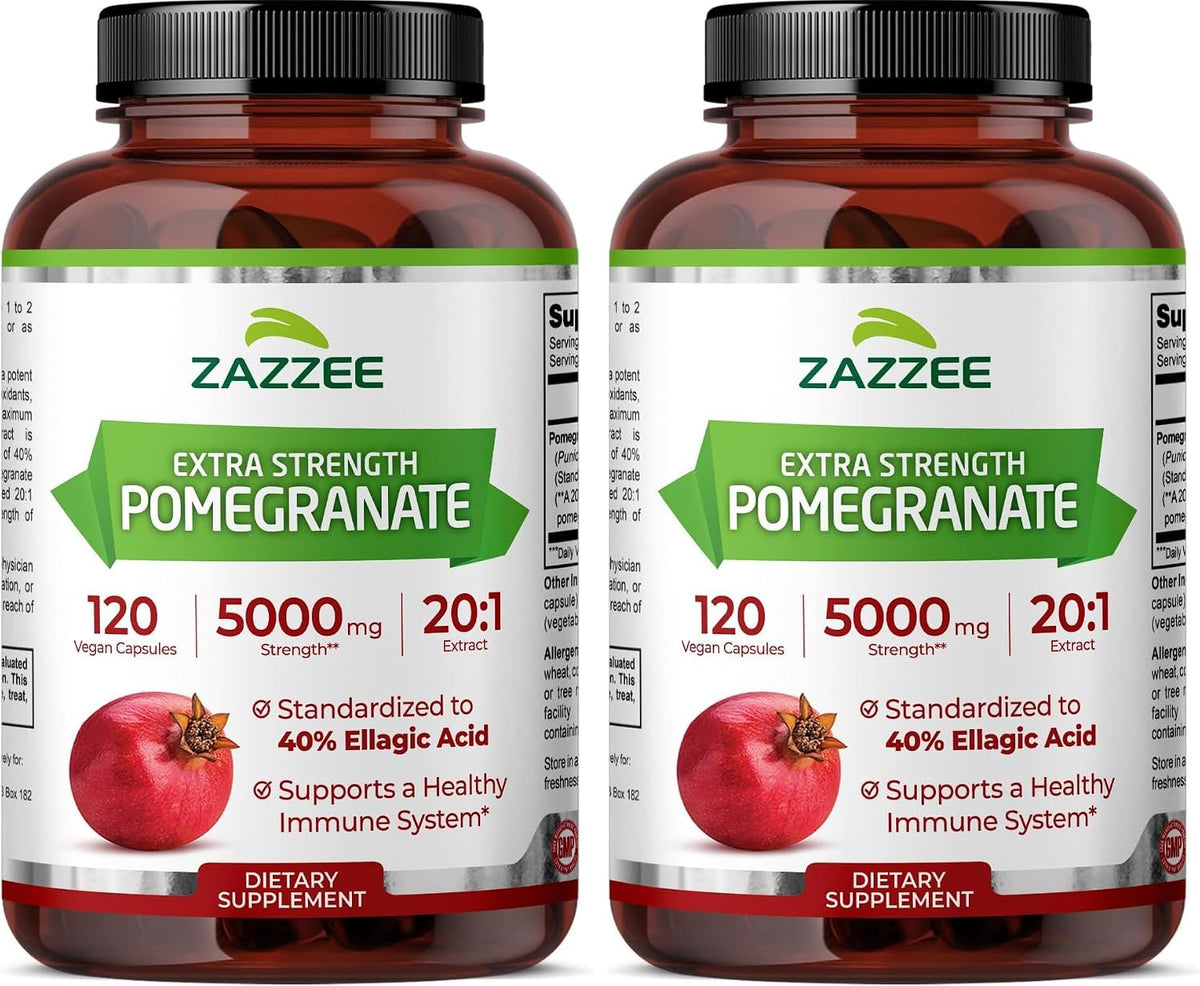Zazzee Extra Strength Pomegranate 20:1 Extract, 120 Vegan Capsules