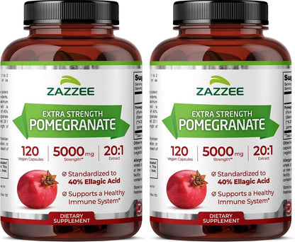 Zazzee Extra Strength Pomegranate 20:1 Extract, 120 Vegan Capsules