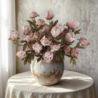 Peonies Artificial Flowers 8 Pcs Fake Flower Bouquet Stems for Vase