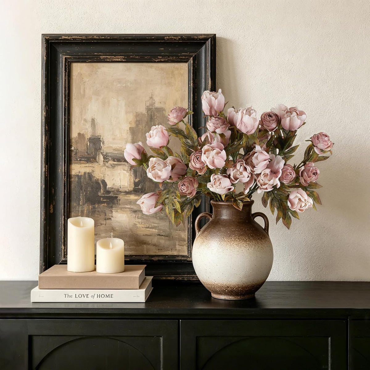 Peonies Artificial Flowers 8 Pcs Fake Flower Bouquet Stems for Vase