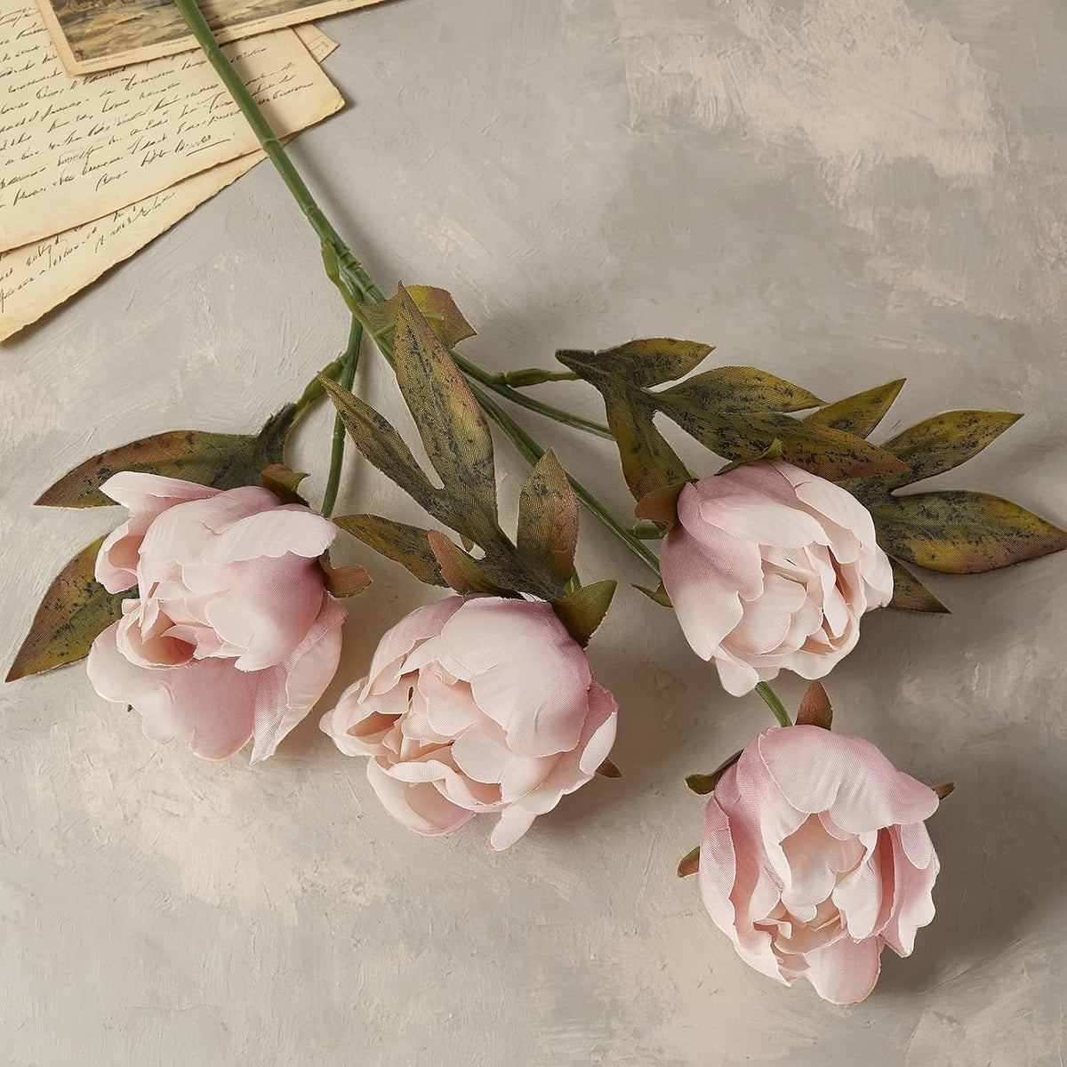 Peonies Artificial Flowers 8 Pcs Fake Flower Bouquet Stems for Vase