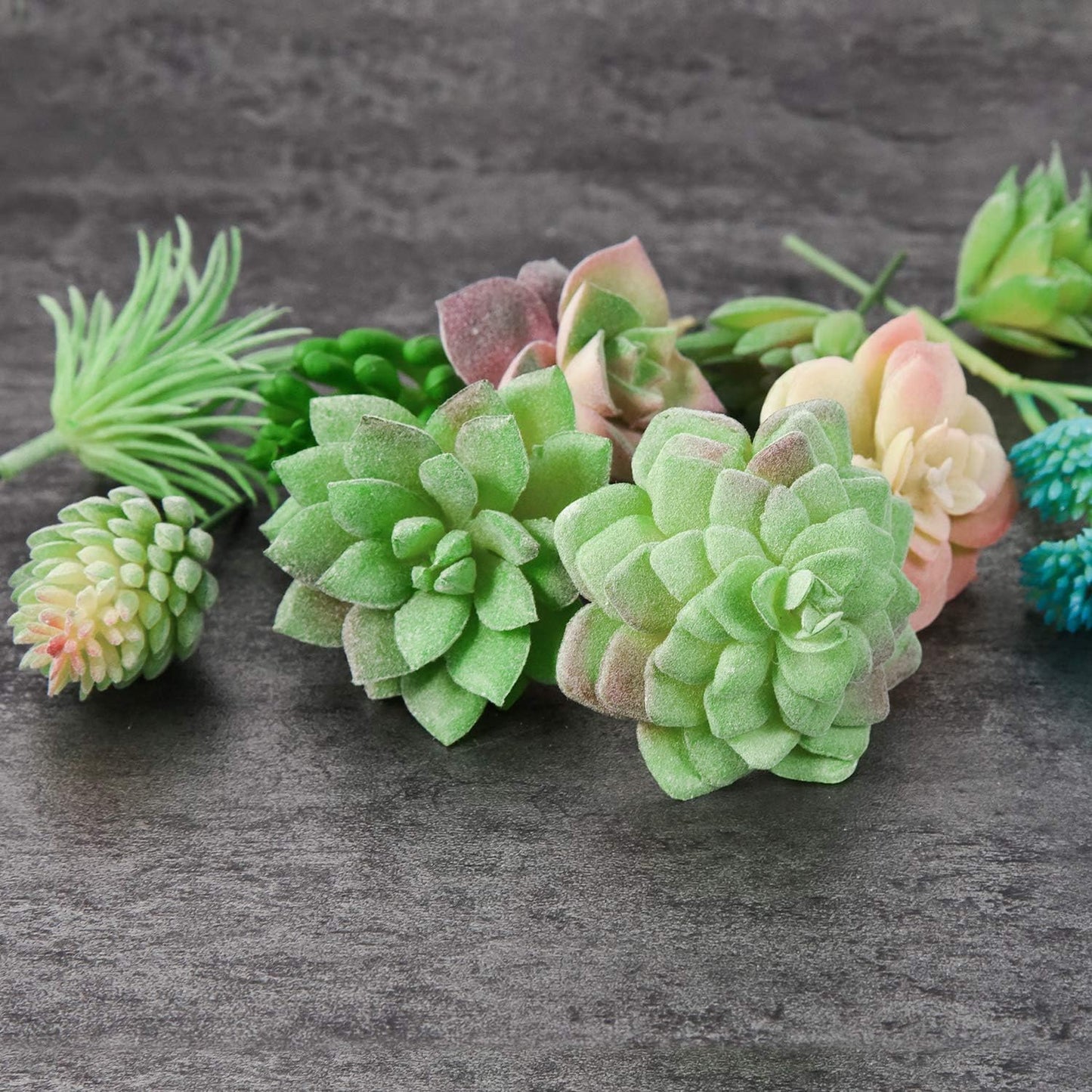15 Pcs Artificial Succulent Plants Green Unpotted Faux Flower Succulents Mini Echeveria Picks Bulk Stems for Home Indoor Fairy Garden Decorations