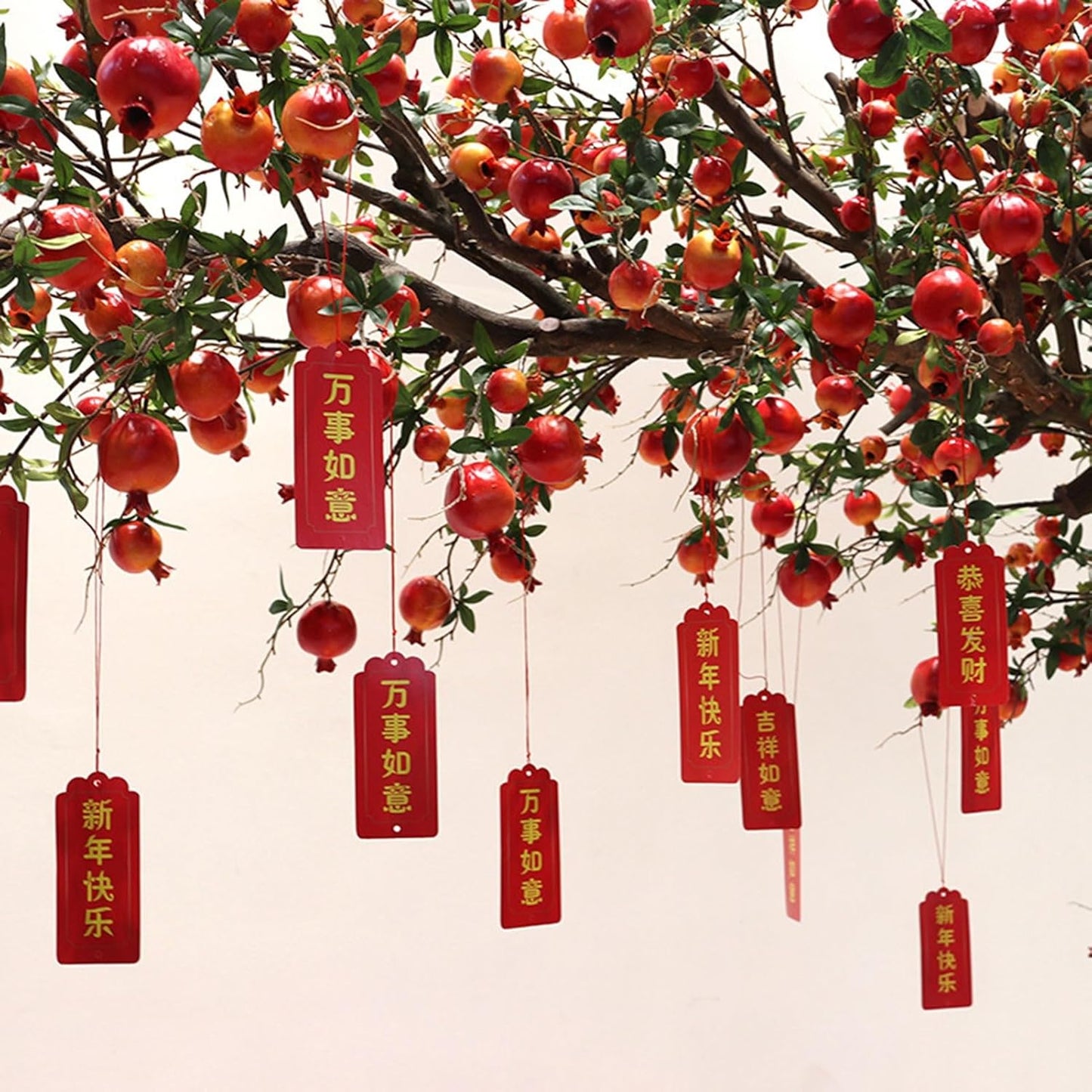 Artificial Pomegranate Tree with Pot and Base, Handmade Faux Plant for Home Office Indoor Outdoor Decoration(1.2m x 1m/3.9ft x 3.3ft)