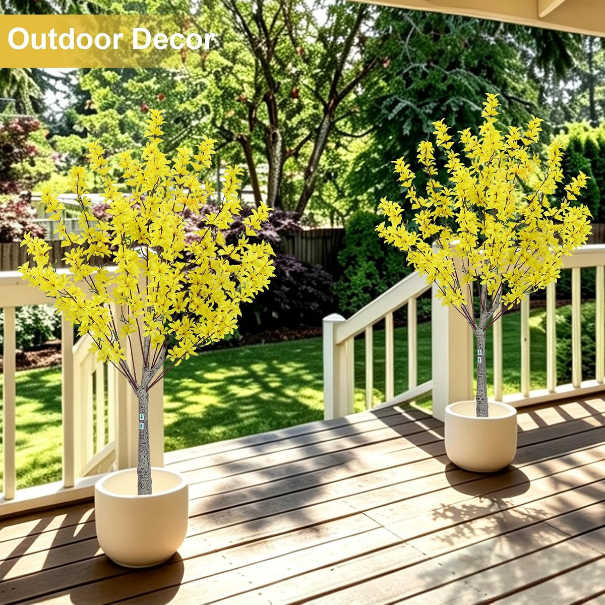 6Ft Tall Artificial Forsythia Tree, Fake Tree Faux Silk Plant with Plastic Nursery Pot,Artificial Plants for Home Office Indoor Decor(Yellow)