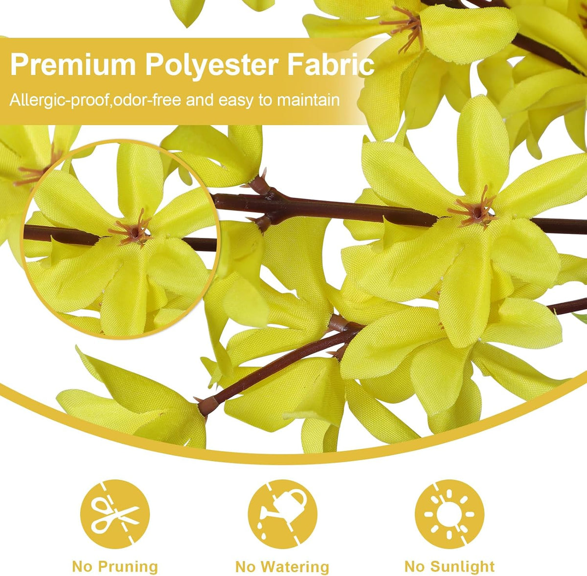 6Ft Tall Artificial Forsythia Tree, Fake Tree Faux Silk Plant with Plastic Nursery Pot,Artificial Plants for Home Office Indoor Decor(Yellow)