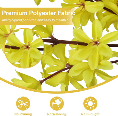 6Ft Tall Artificial Forsythia Tree, Fake Tree Faux Silk Plant with Plastic Nursery Pot,Artificial Plants for Home Office Indoor Decor(Yellow)