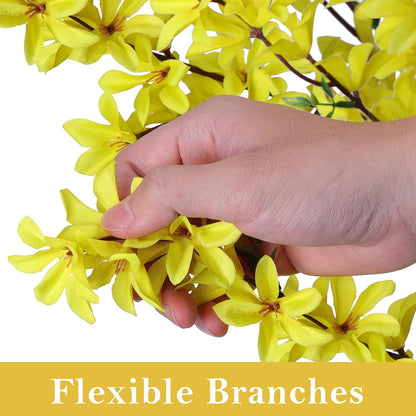 6Ft Tall Artificial Forsythia Tree, Fake Tree Faux Silk Plant with Plastic Nursery Pot,Artificial Plants for Home Office Indoor Decor(Yellow)