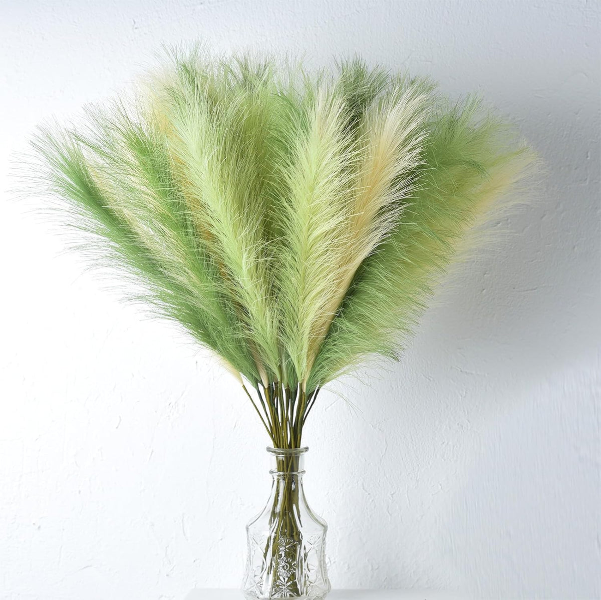 Green Pampas Grass Decor,23Inch Faux Pampas Grass Bouquets Artificial Pampas Fake Pampas Flower for Home Living Room Bedroom Vase Decor