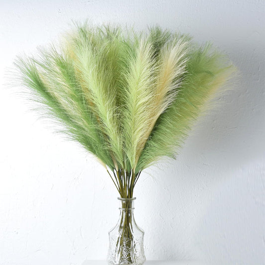 Green Pampas Grass Decor,23Inch Faux Pampas Grass Bouquets Artificial Pampas Fake Pampas Flower for Home Living Room Bedroom Vase Decor