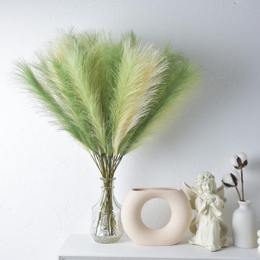 Green Pampas Grass Decor,23Inch Faux Pampas Grass Bouquets Artificial Pampas Fake Pampas Flower for Home Living Room Bedroom Vase Decor