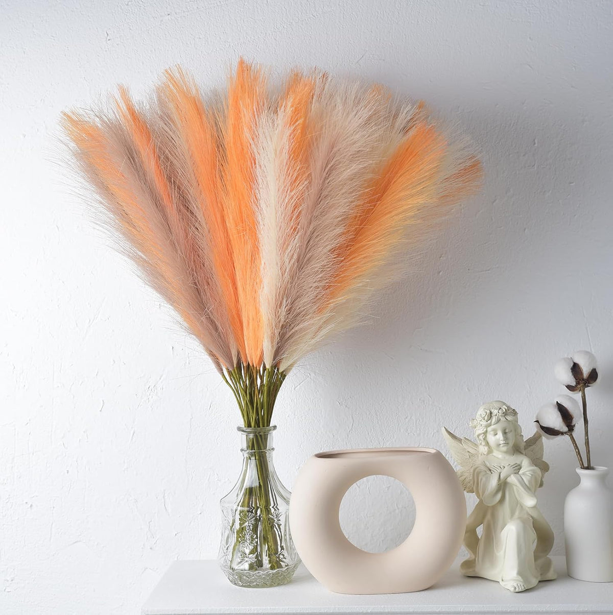 Green Pampas Grass Decor,23Inch Faux Pampas Grass Bouquets Artificial Pampas Fake Pampas Flower for Home Living Room Bedroom Vase Decor
