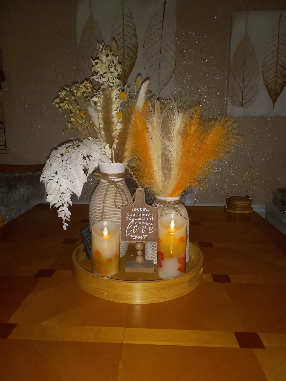 Green Pampas Grass Decor,23Inch Faux Pampas Grass Bouquets Artificial Pampas Fake Pampas Flower for Home Living Room Bedroom Vase Decor