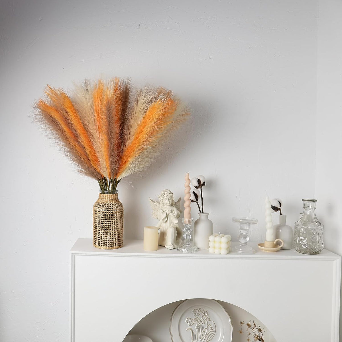 Green Pampas Grass Decor,23Inch Faux Pampas Grass Bouquets Artificial Pampas Fake Pampas Flower for Home Living Room Bedroom Vase Decor