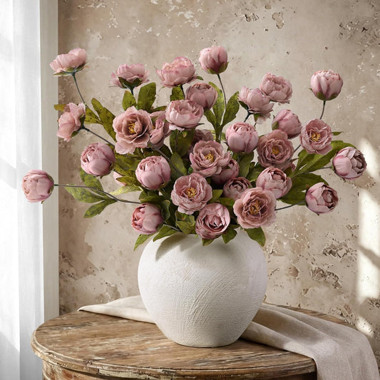 6 Pcs Faux Peonies Artificial Flowers for Vase | Vintage Silk Peony Stems for Wedding Vase Filler DIY Bouquet Centerpieces Home Indoor Outdoor Decor (Pink, 27")