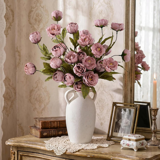 6 Pcs Faux Peonies Artificial Flowers for Vase | Vintage Silk Peony Stems for Wedding Vase Filler DIY Bouquet Centerpieces Home Indoor Outdoor Decor (Pink, 27")