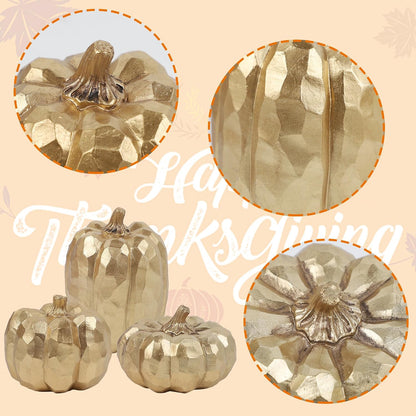 3 Pack Gold Fall Pumpkin Decor Fall Table Centerpieces for Home