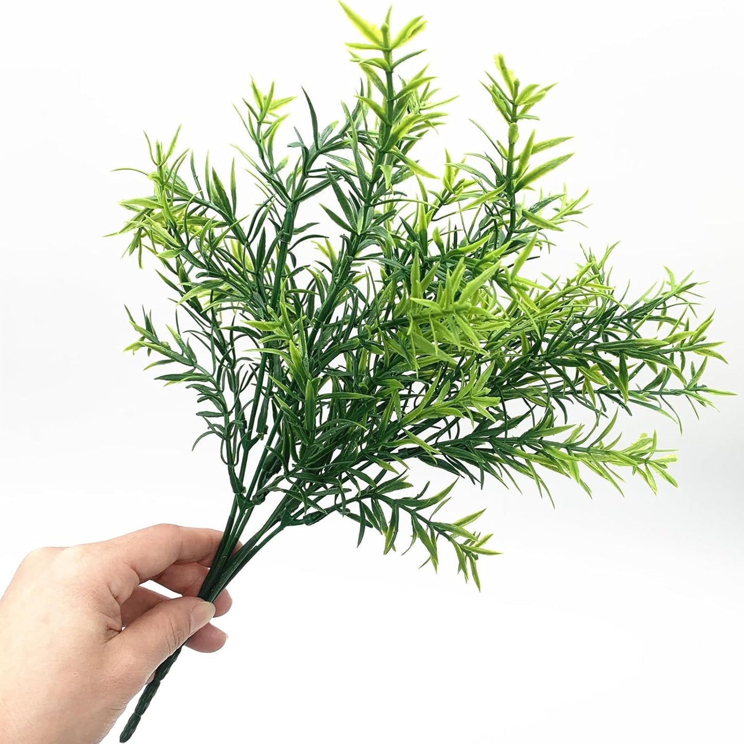 Artificial Plants, Fake Rosemary Shrubs 6 Pack, Faux Fern Stems Plastic Greenery for Indoor Outdoor Decor Home Farmhouse Bushes Garden Grass Porch Patio Wedding Bouquets Vase Filler DIY Decorations