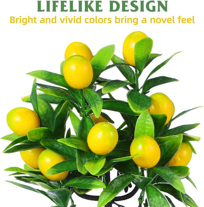Artificial Lemon Tree Potted Plant Fake Small Plant Bonsai for Home Office Kitchen Tabletop Decor 9.44 X 7.48 X 7.48 in