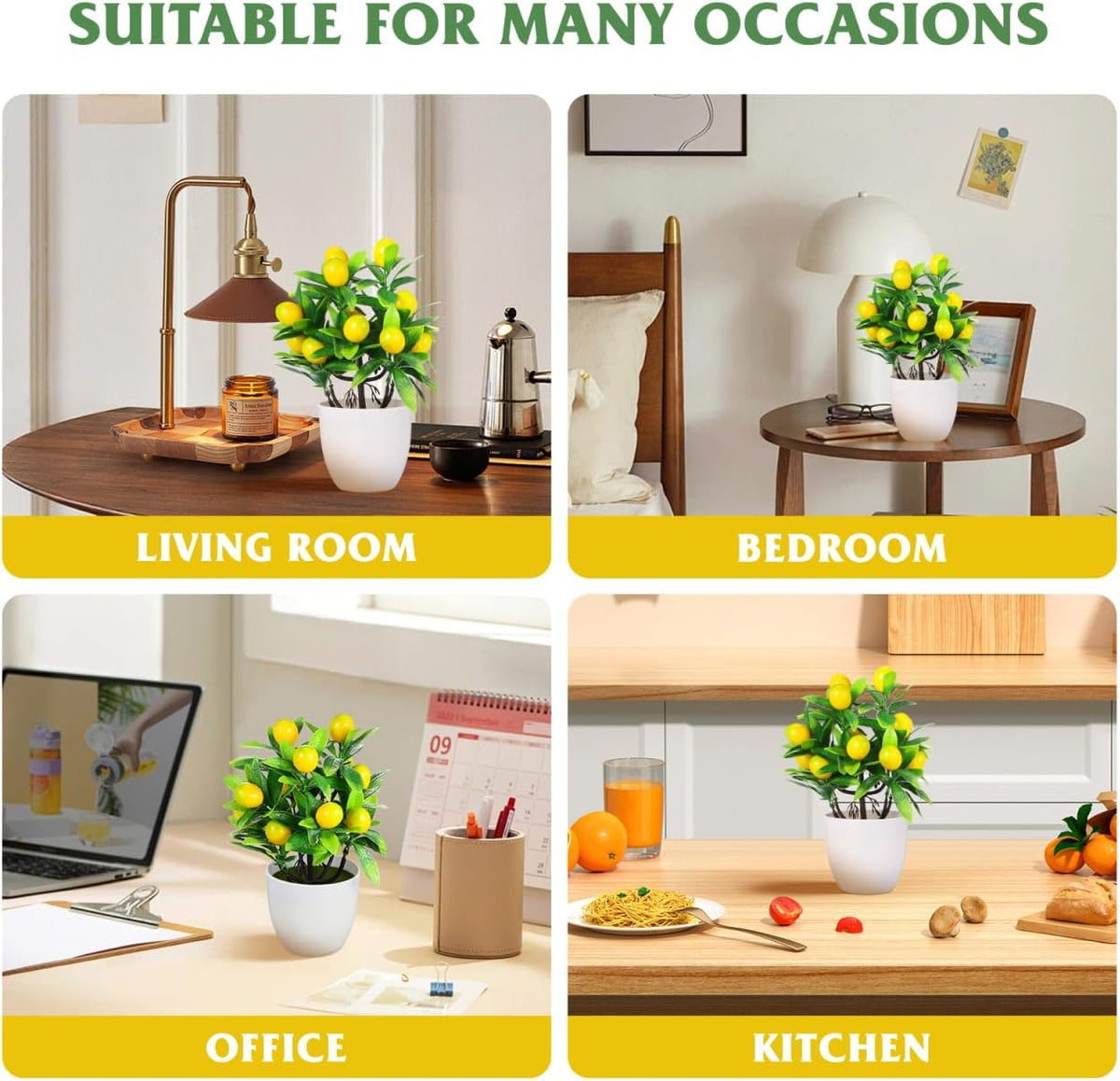 Artificial Lemon Tree Potted Plant Fake Small Plant Bonsai for Home Office Kitchen Tabletop Decor 9.44 X 7.48 X 7.48 in
