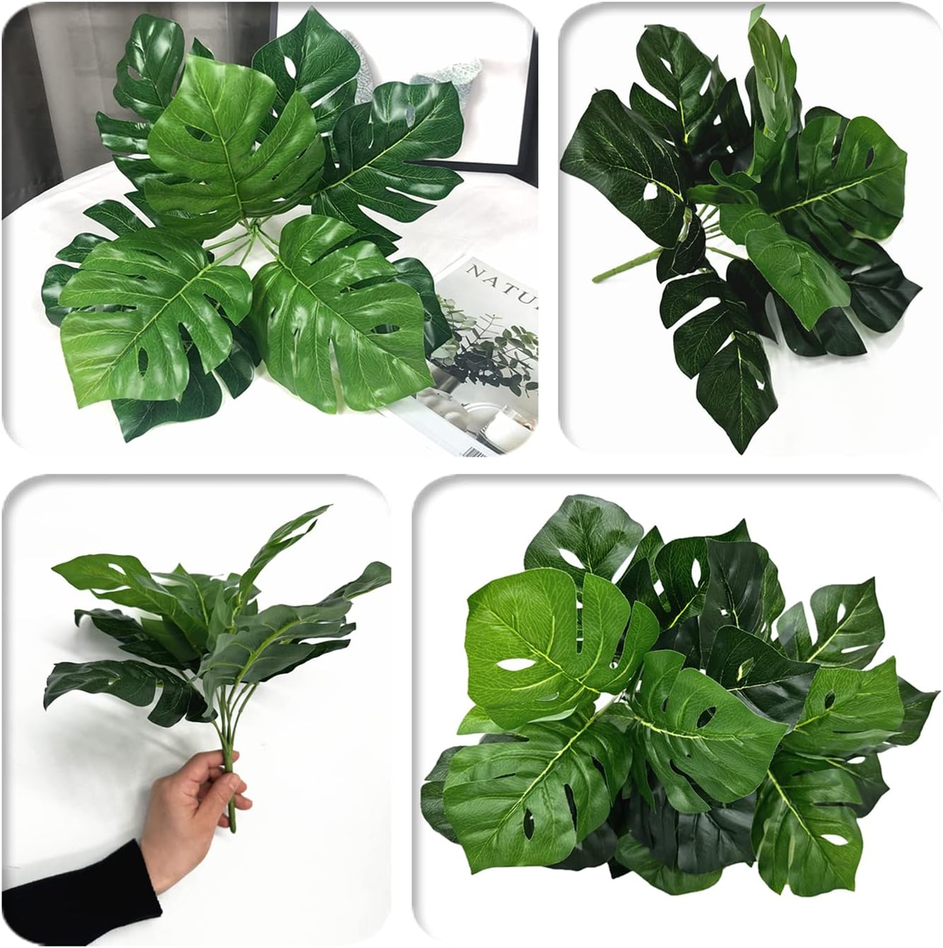 Artificial Weeping Willow Plants, Fake Hanging Vine Decor Plastic Greenery Leaves Faux Ivy for Indoor Outdoor Garden Door Wall DIY Basket Planter Filler Wedding Party Decoration Blackish Green 4 Pack