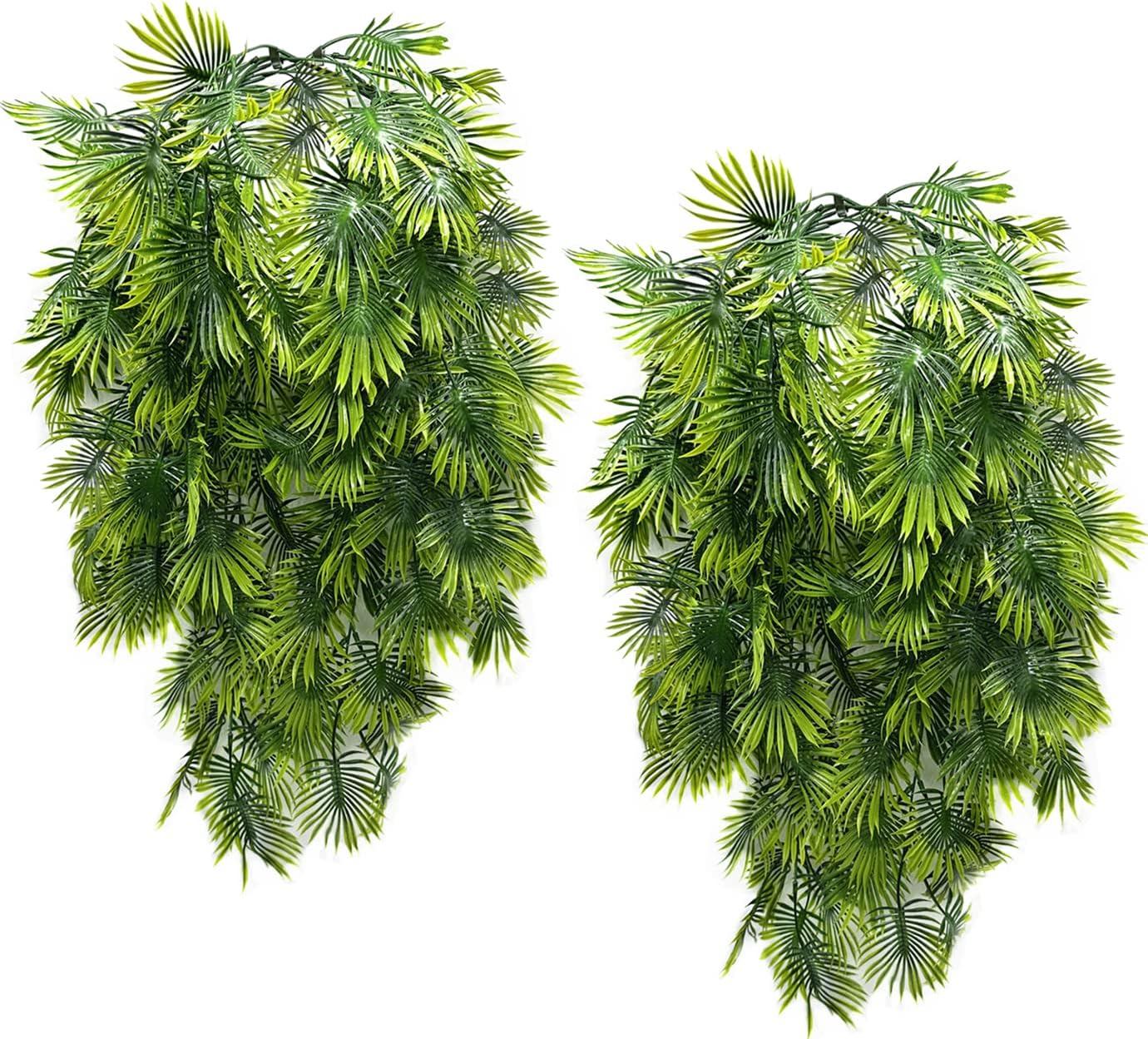 Artificial Weeping Willow Plants, Fake Hanging Vine Decor Plastic Greenery Leaves Faux Ivy for Indoor Outdoor Garden Door Wall DIY Basket Planter Filler Wedding Party Decoration Blackish Green 4 Pack
