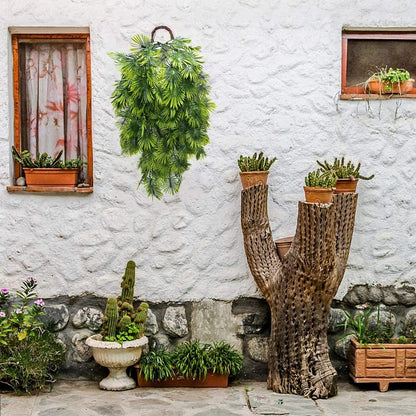 Artificial Weeping Willow Plants, Fake Hanging Vine Decor Plastic Greenery Leaves Faux Ivy for Indoor Outdoor Garden Door Wall DIY Basket Planter Filler Wedding Party Decoration Blackish Green 4 Pack